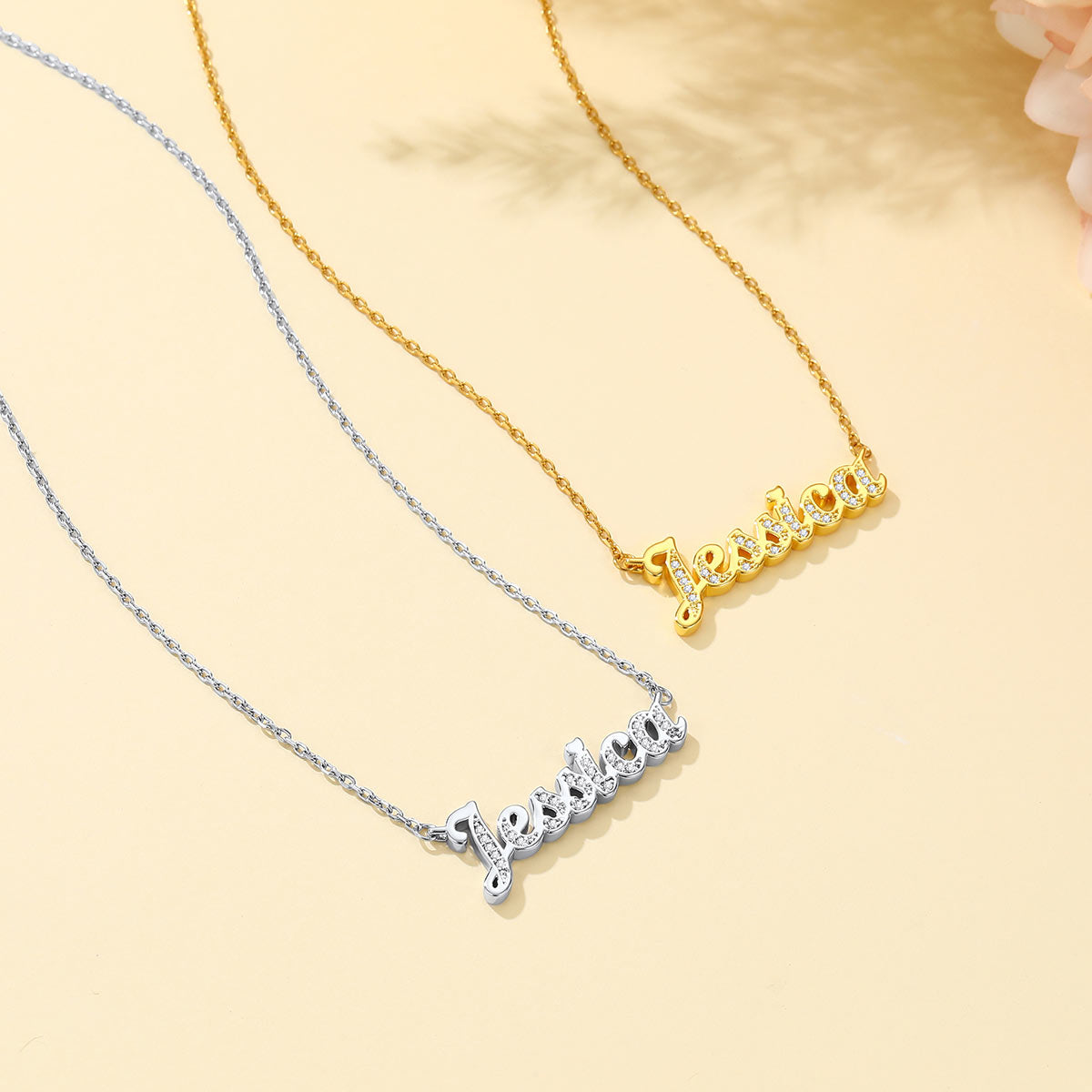 Custom Name Necklace with Cubic Zirconia in different color