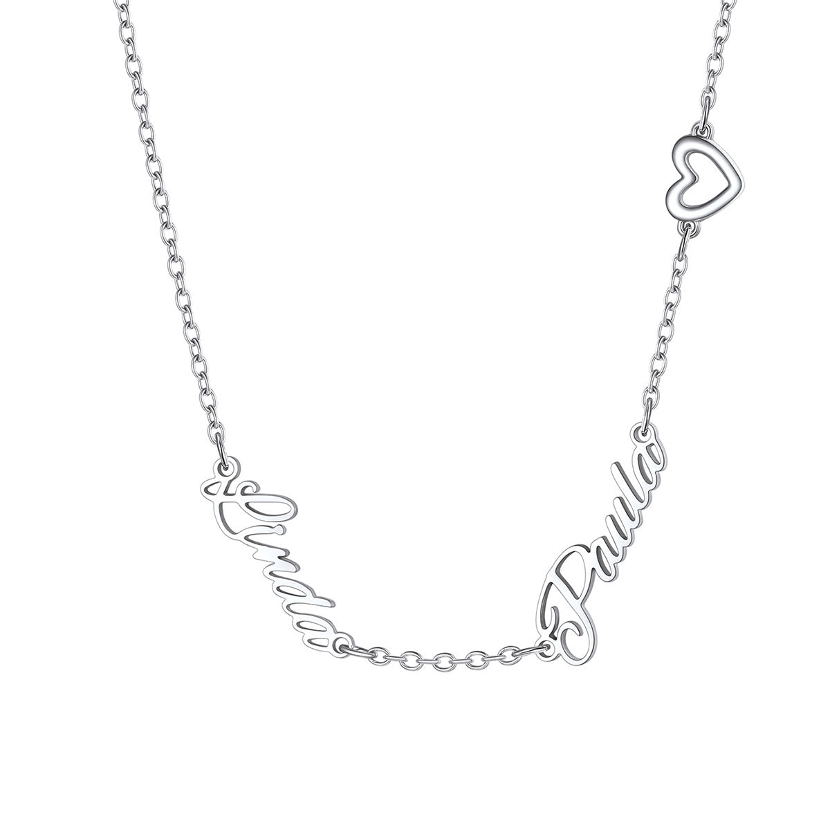 Custom Name Necklace with Heart Cross Bow for Women on a white background