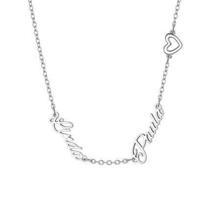Custom Name Necklace with Heart Cross Bow for Women on a white background