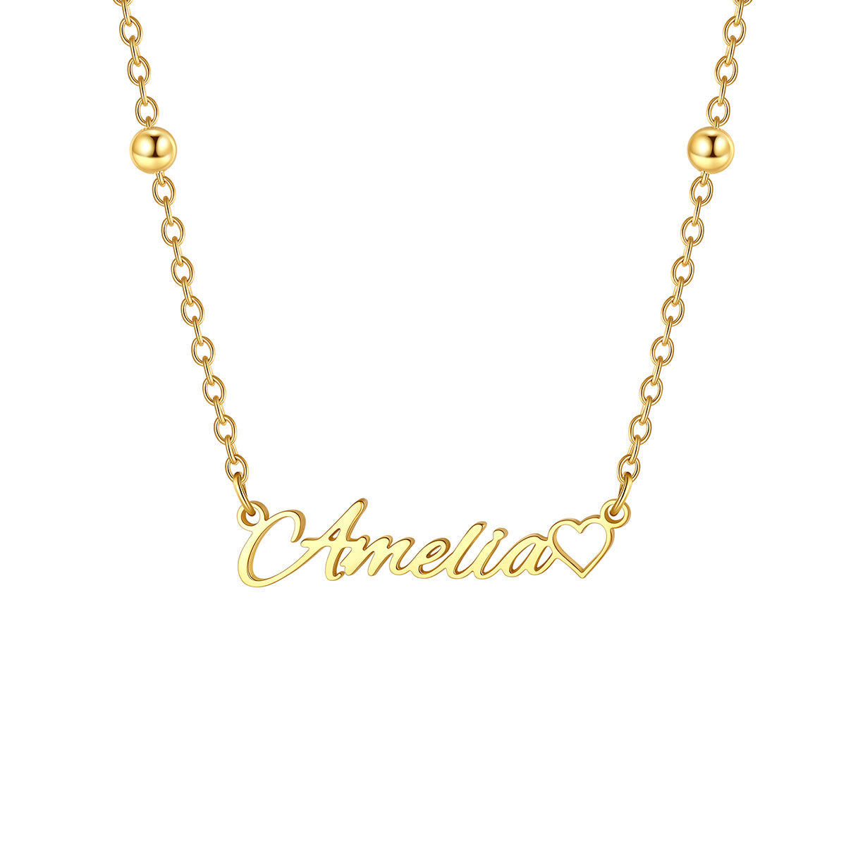 Custom Name Necklace with Heart for Women on a white background