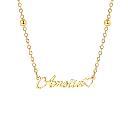 Custom Name Necklace with Heart for Women on a white background