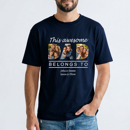 Custom Name and Photo T Shirt Blue