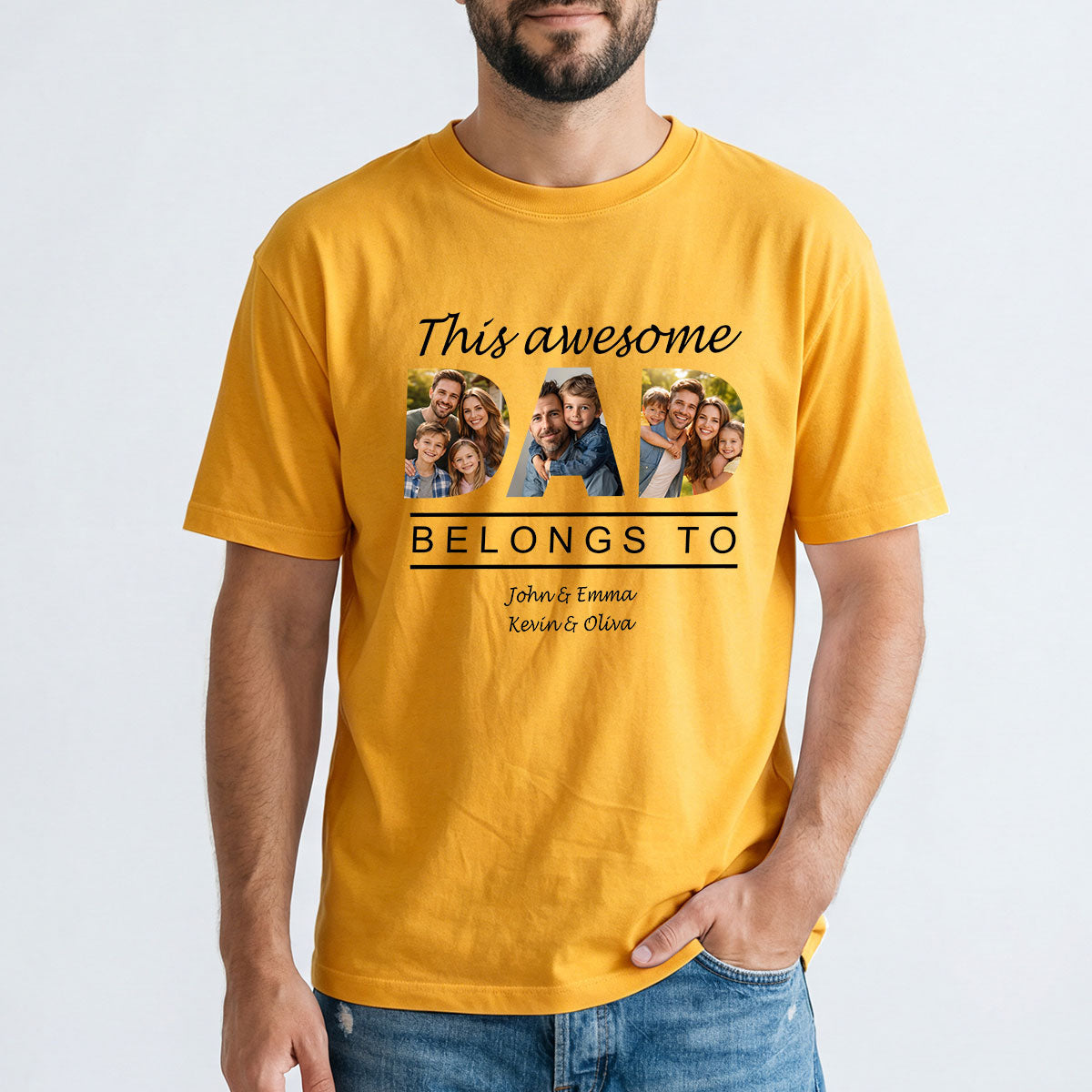Custom Name and Photo T Shirt Yellow