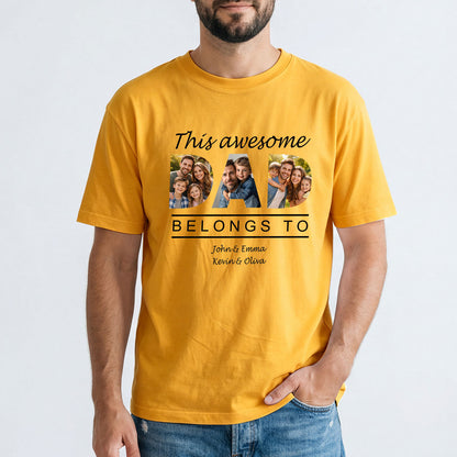 Custom Name and Photo T Shirt Yellow