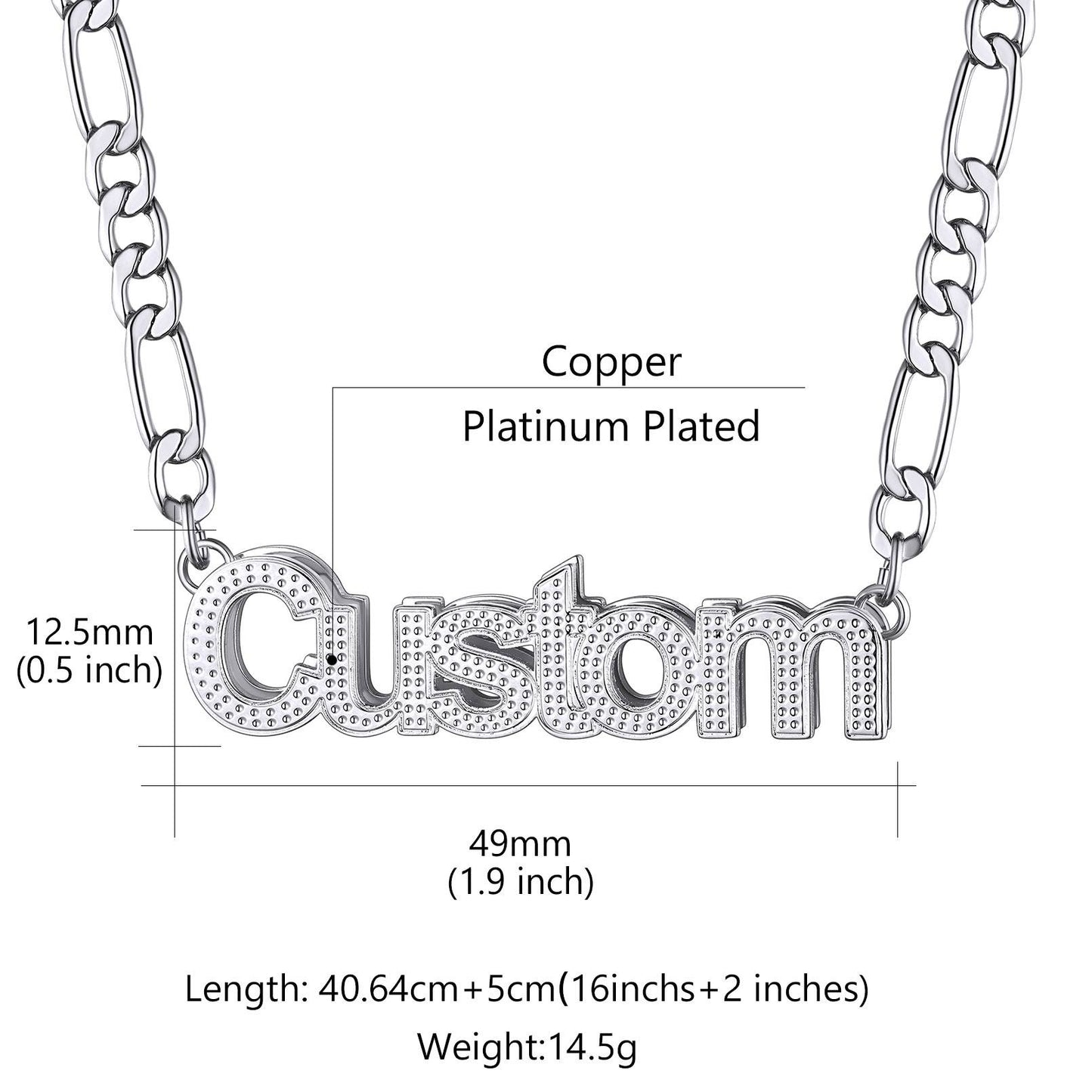 Custom Nameplated Figaro Chain Necklace 5MM Dimension, Durable