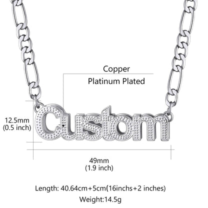 Custom Nameplated Figaro Chain Necklace 5MM Dimension, Durable