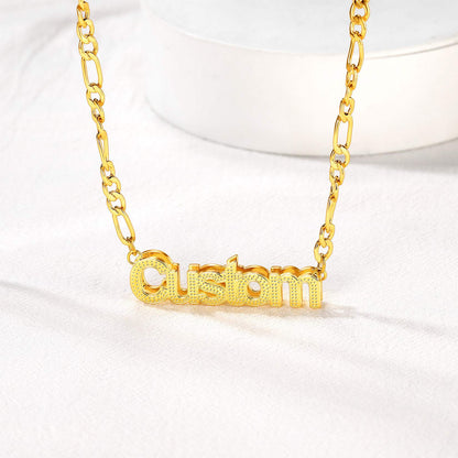Custom Nameplated Figaro Chain Necklace 5MM Gold Plated