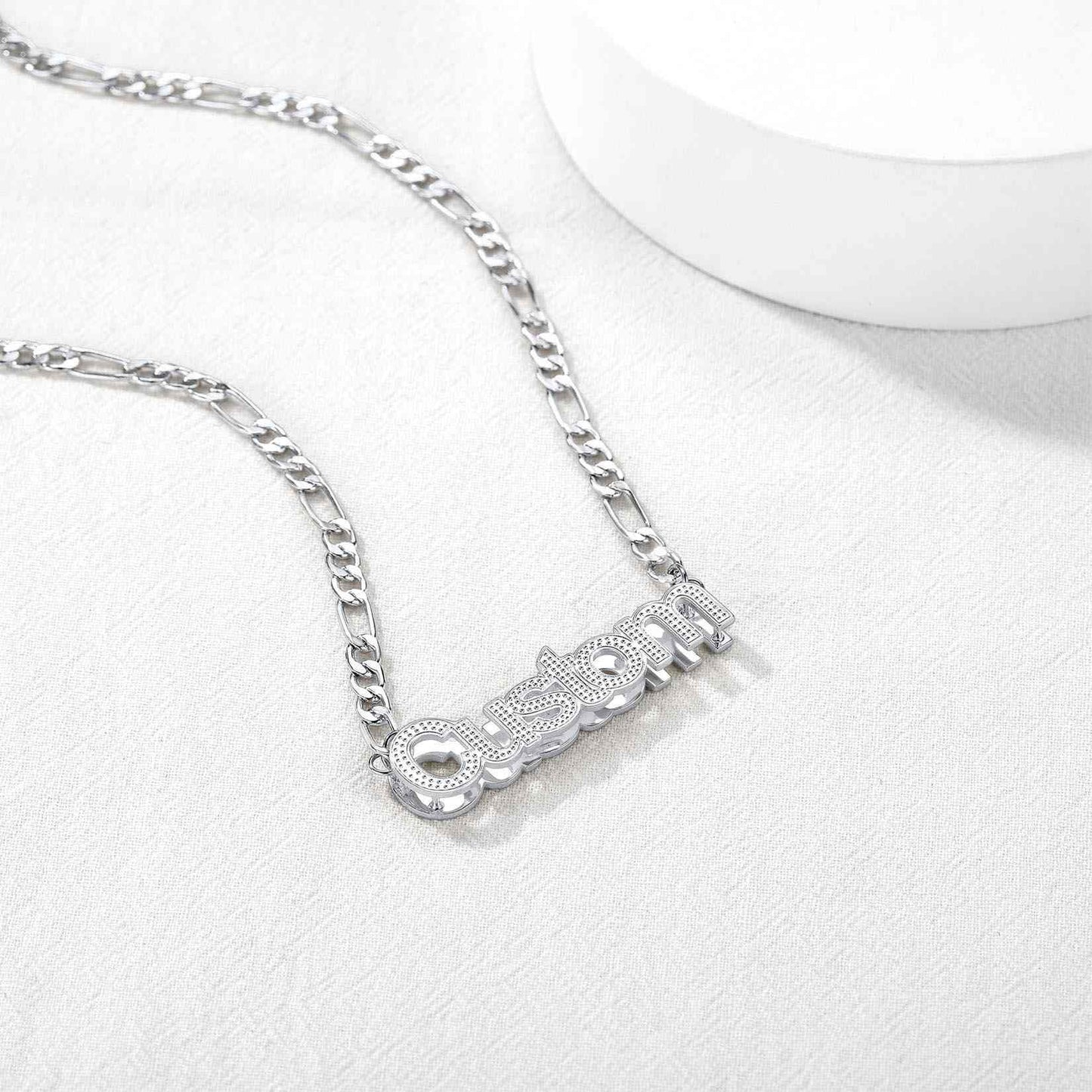 Custom Nameplated Figaro Chain Necklace 5MM Steel
