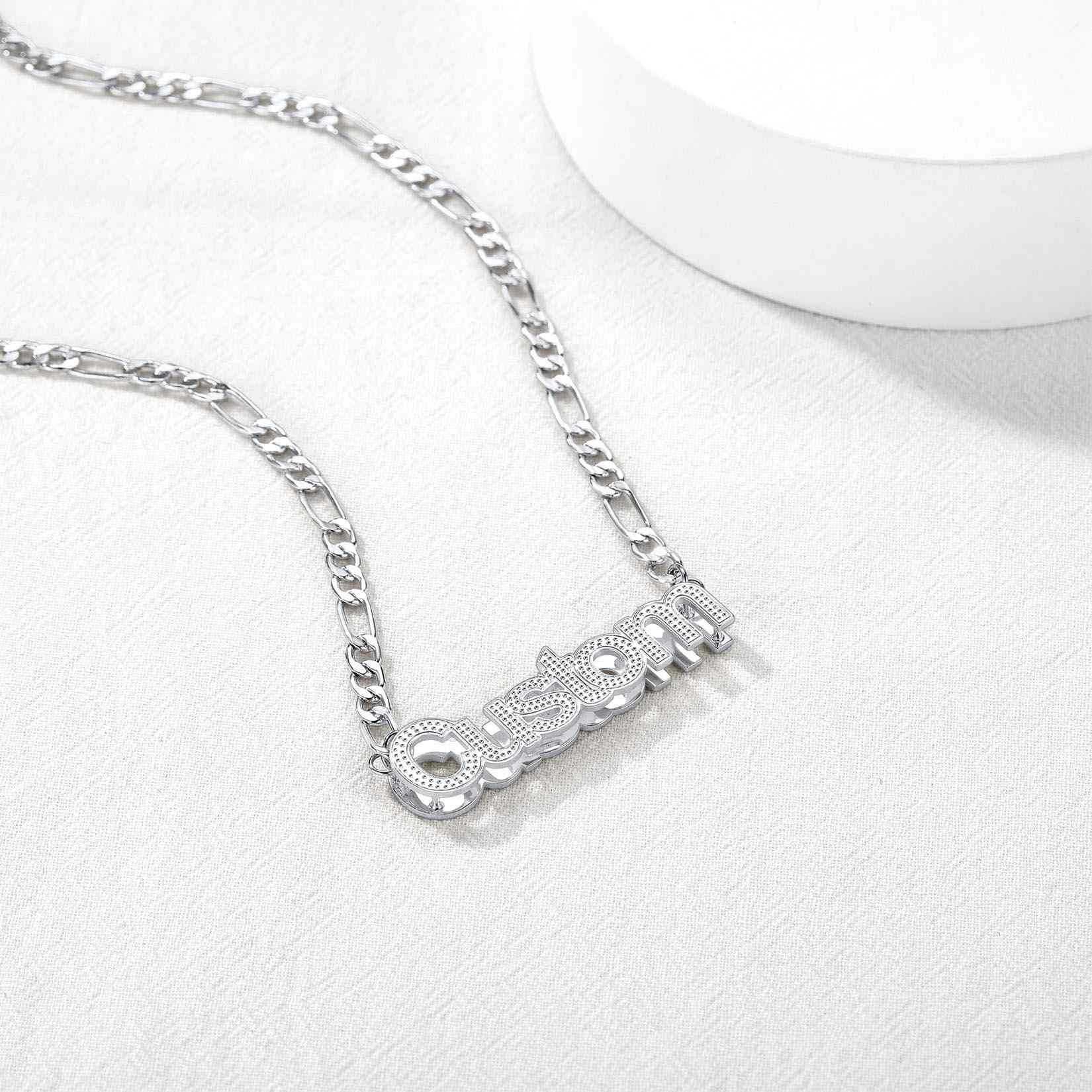 Custom Nameplated Figaro Chain Necklace 5MM Steel