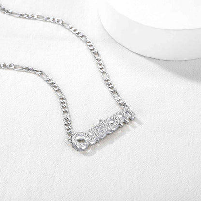 Custom Nameplated Figaro Chain Necklace 5MM Steel