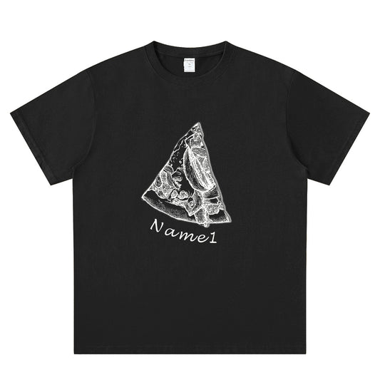 Custom Names Pizza Black T Shirt with 1 Names 
