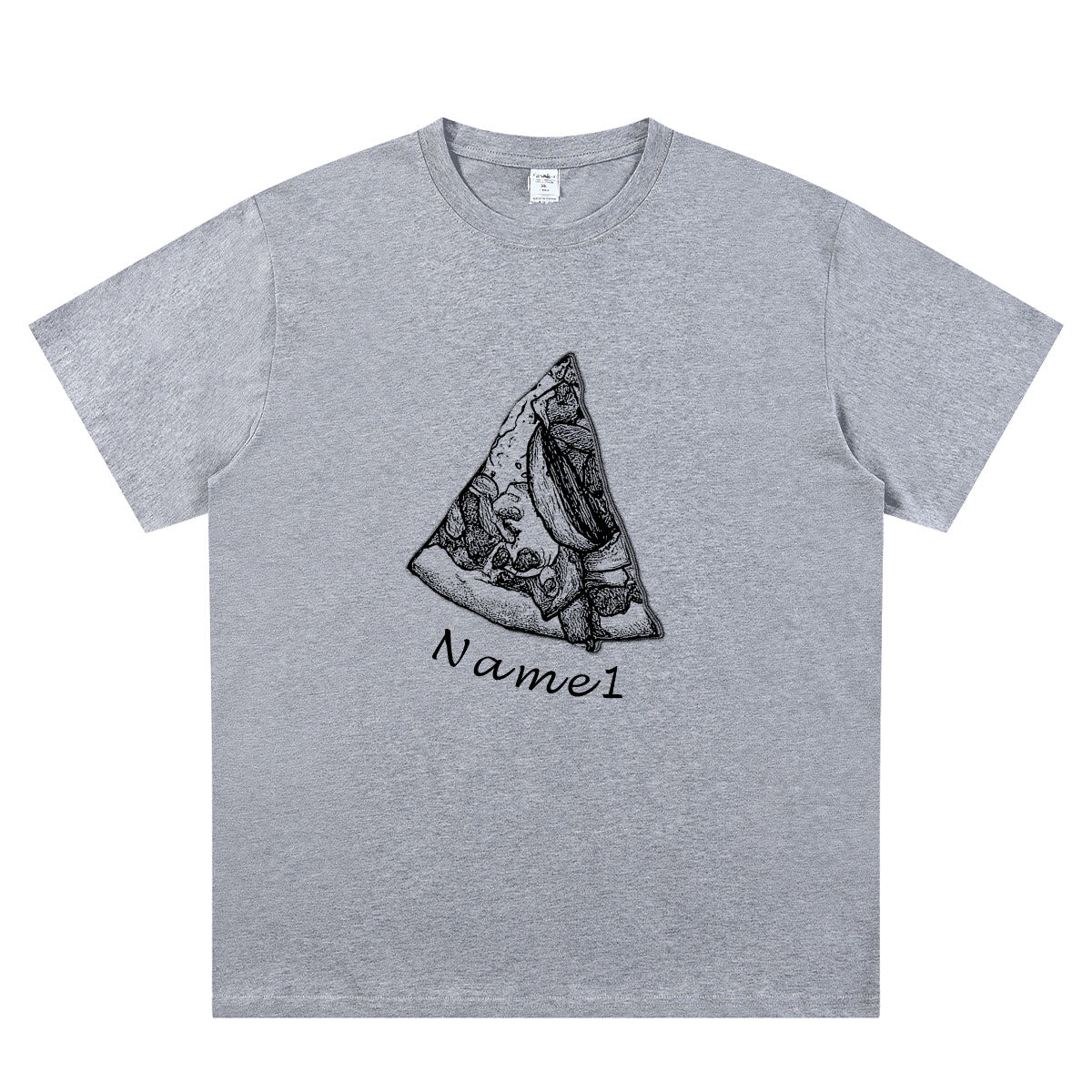 Custom Names Pizza Grey T Shirt with 1 Names 