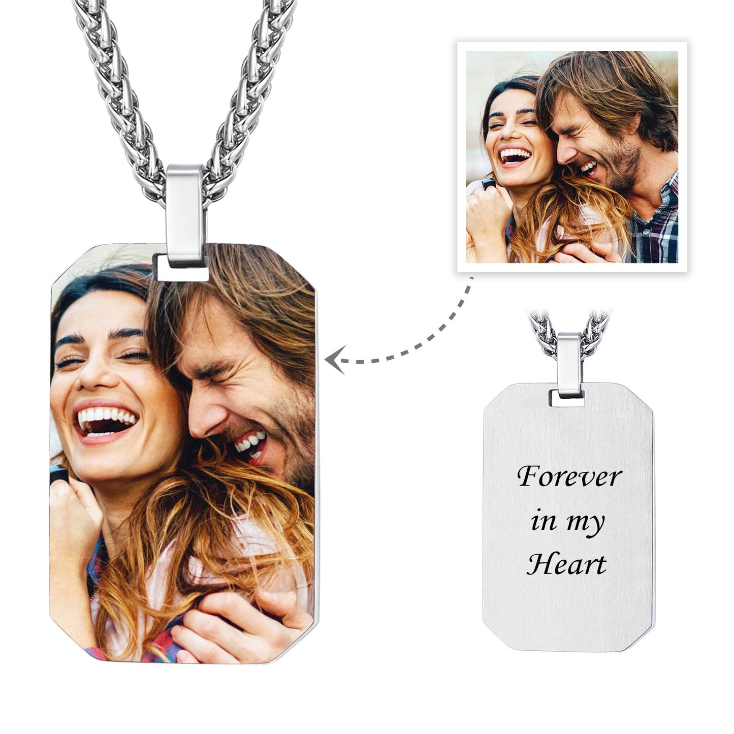 Custom Octagon Dog Tag Picture Necklace for Men Women