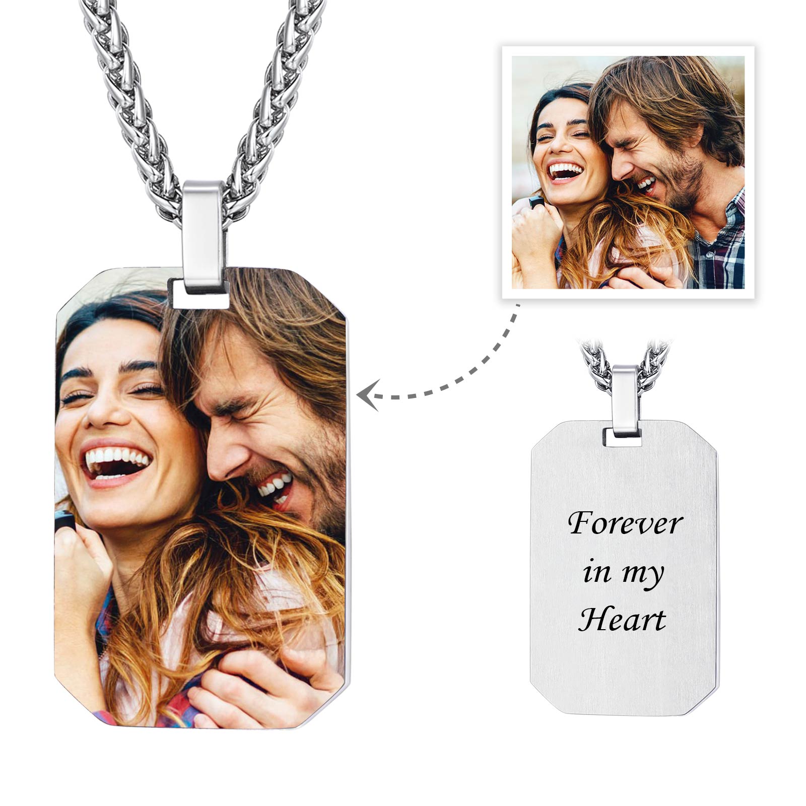 Custom Octagon Dog Tag Picture Necklace for Men Women