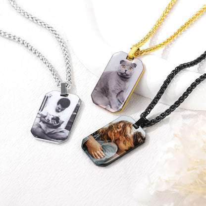 Custom Octagon Dog Tag Picture Necklace in different color