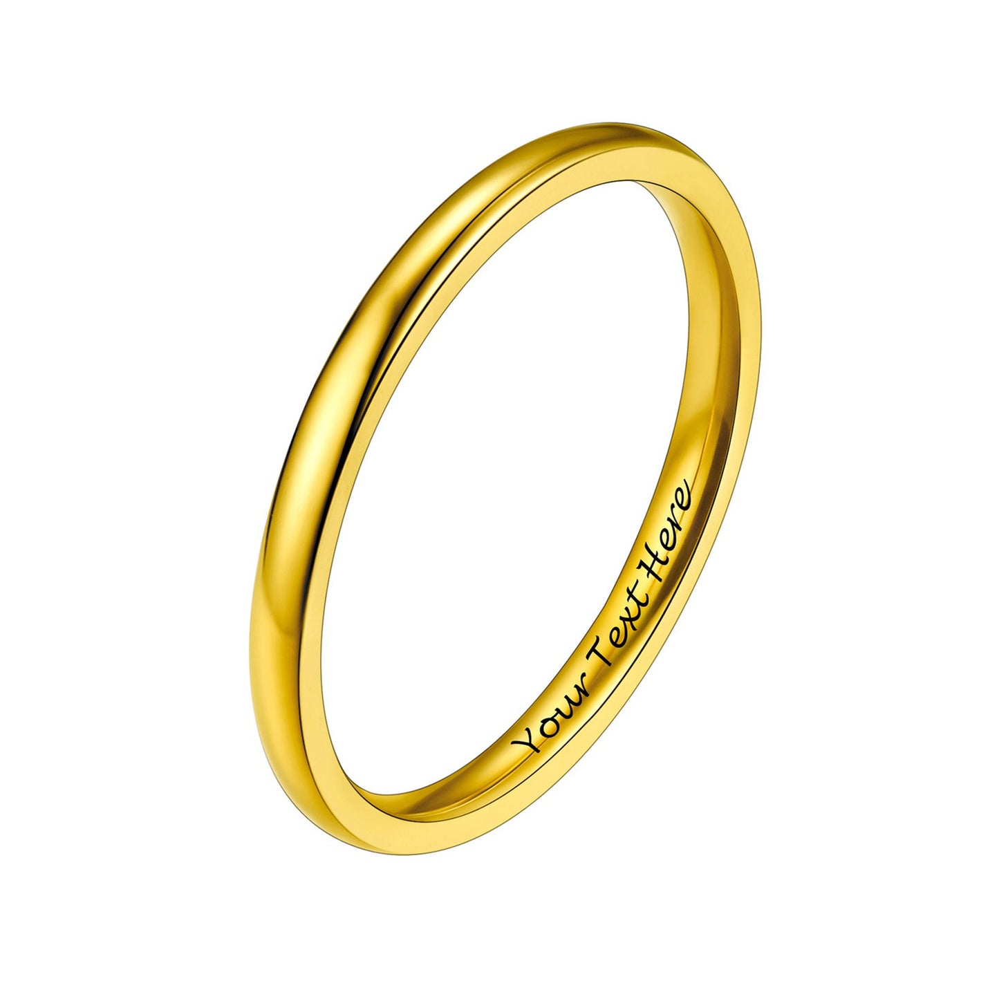 Custom Personalized Plain Ring 2mm Gold