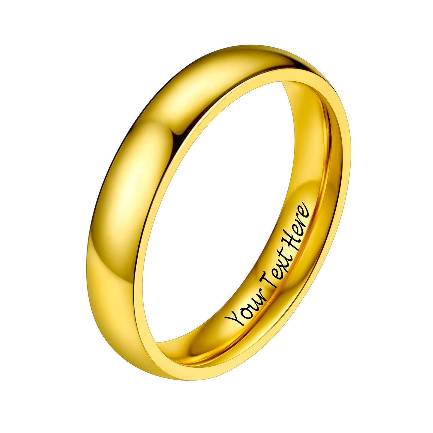 Custom Personalized Plain Ring 4mm gold