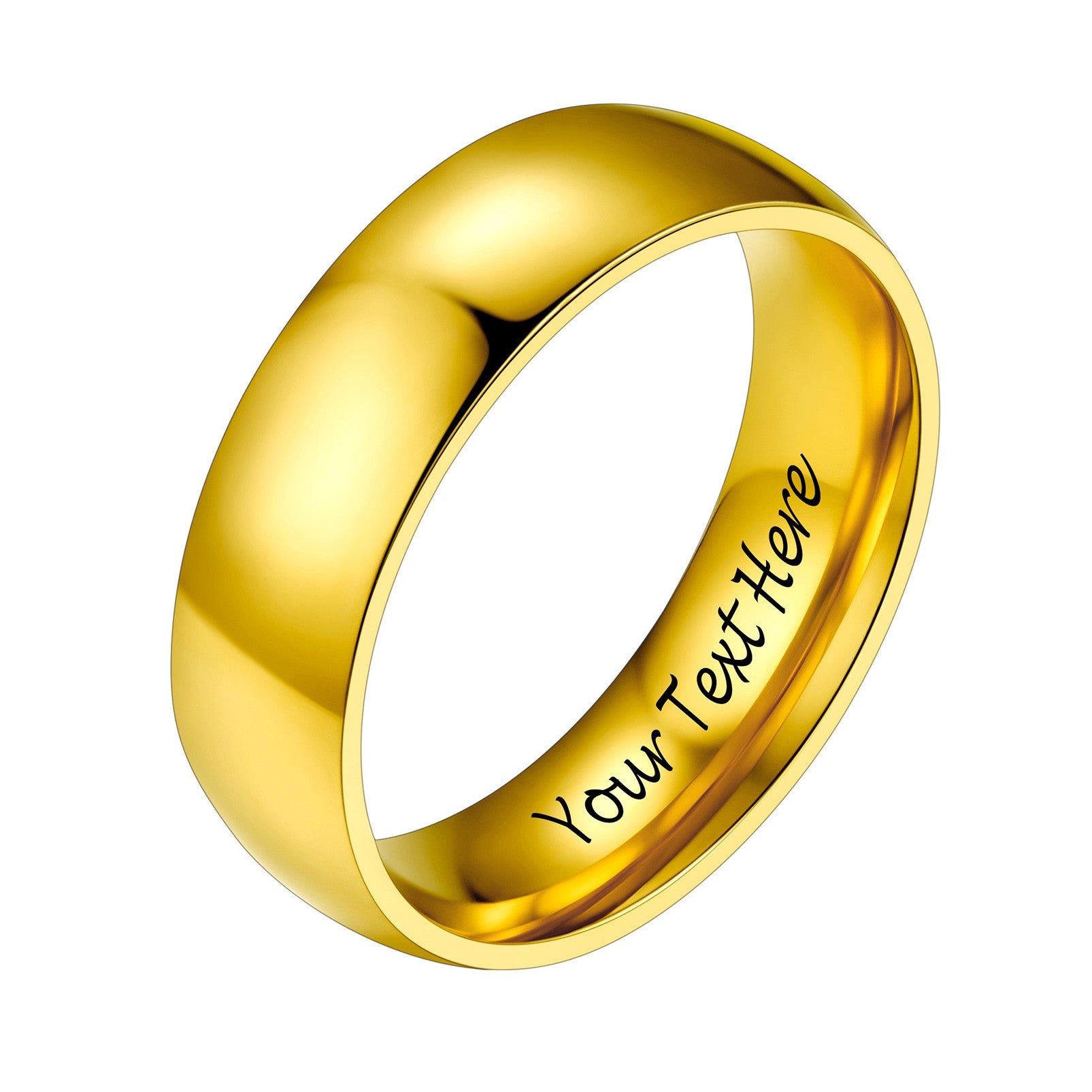 Custom Personalized Plain Ring 6mm gold