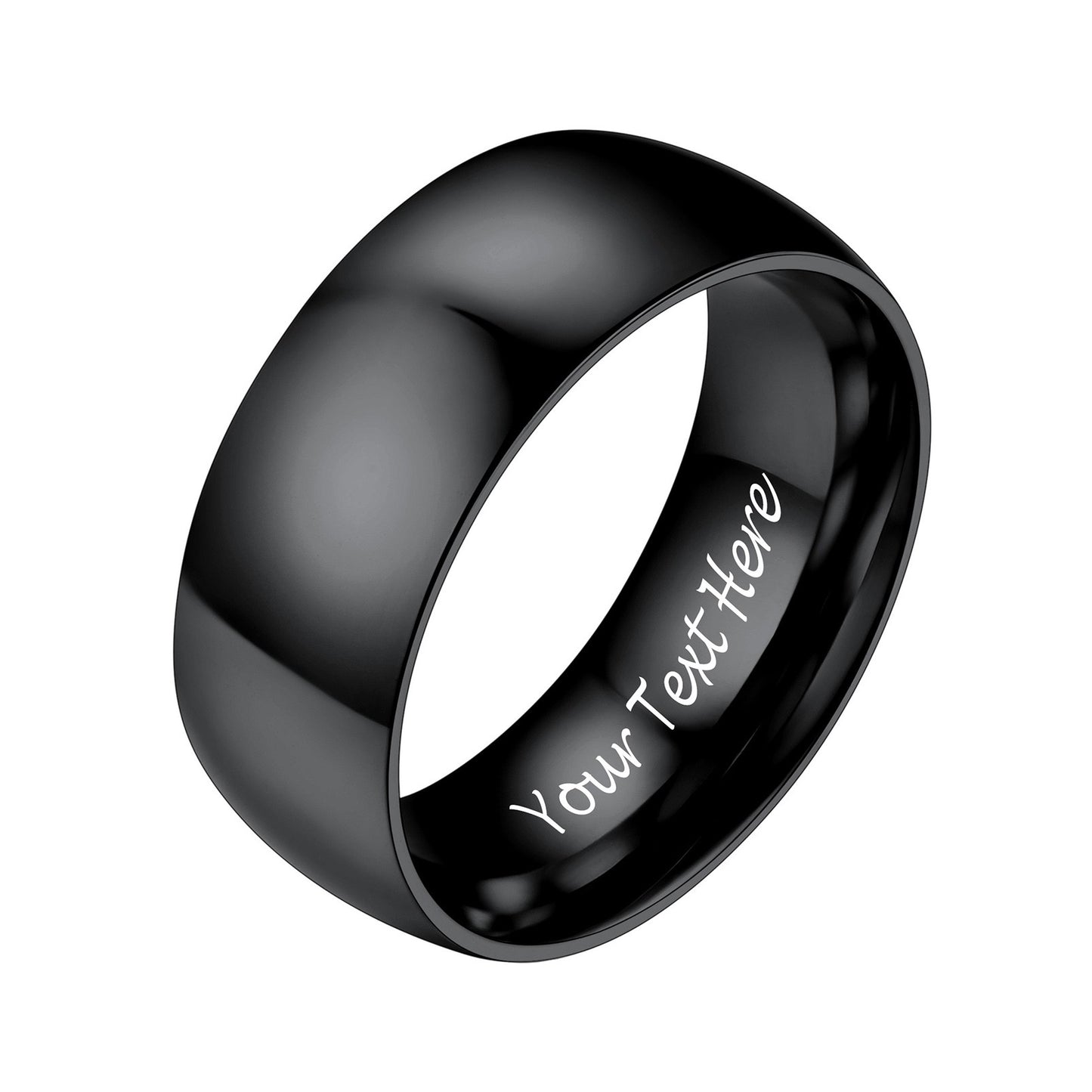 Custom Personalized Plain Ring 8mm black