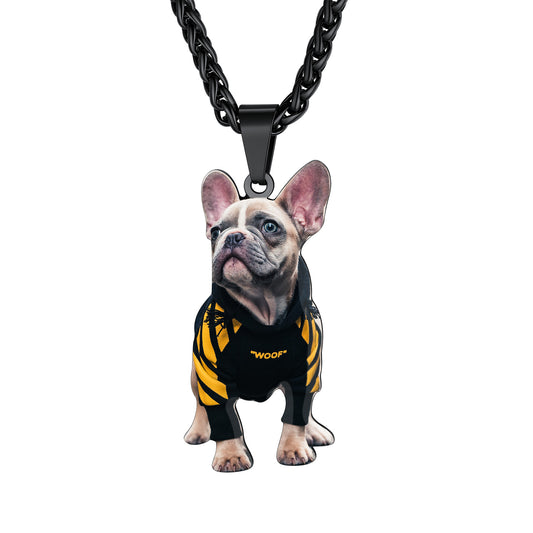 Custom Pet Portrait Photo Necklace Black Plated