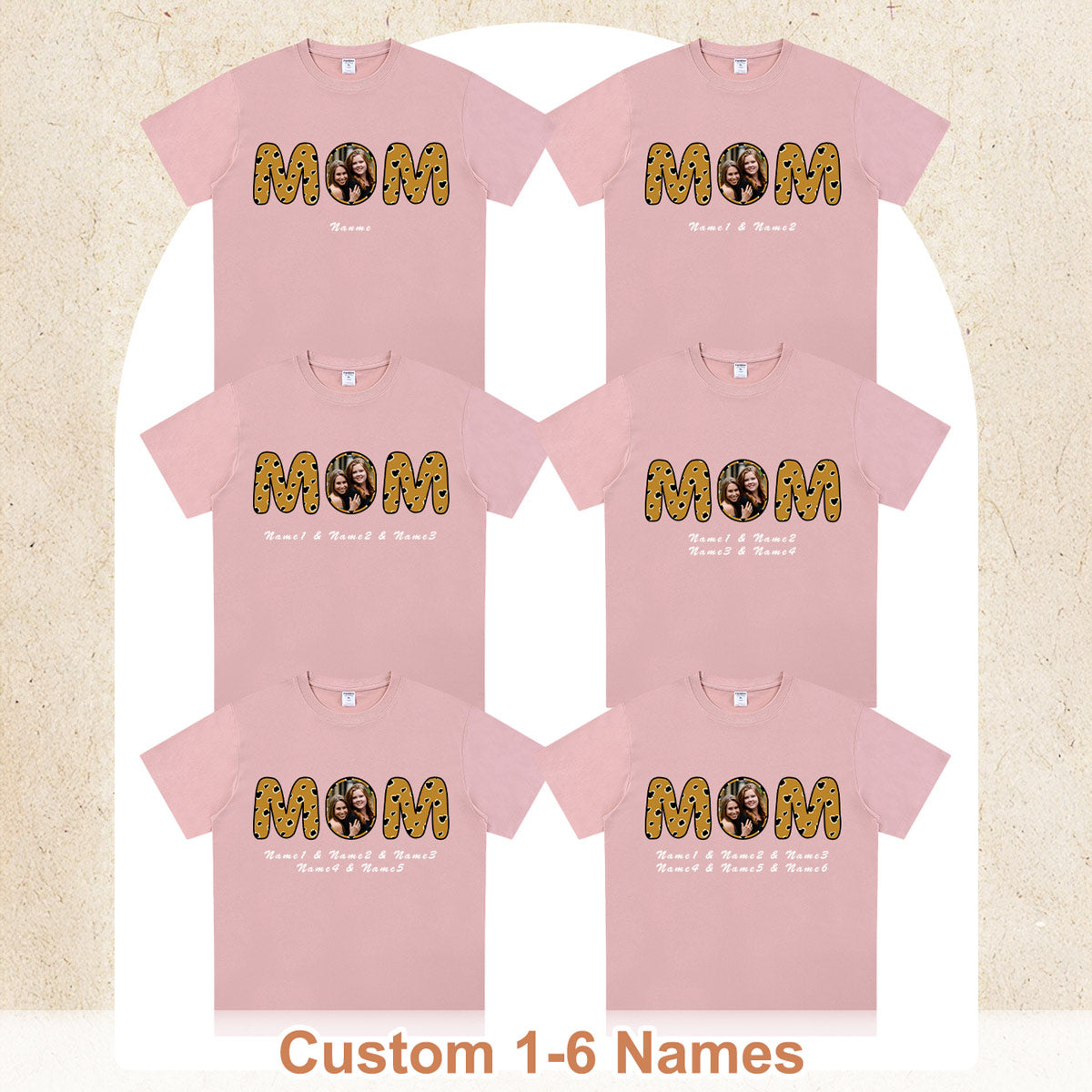 Custom Photo Black T Shirt with 1-6 Names 