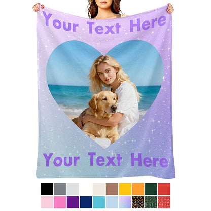 Custom Photo Blanket with Text for Family Love