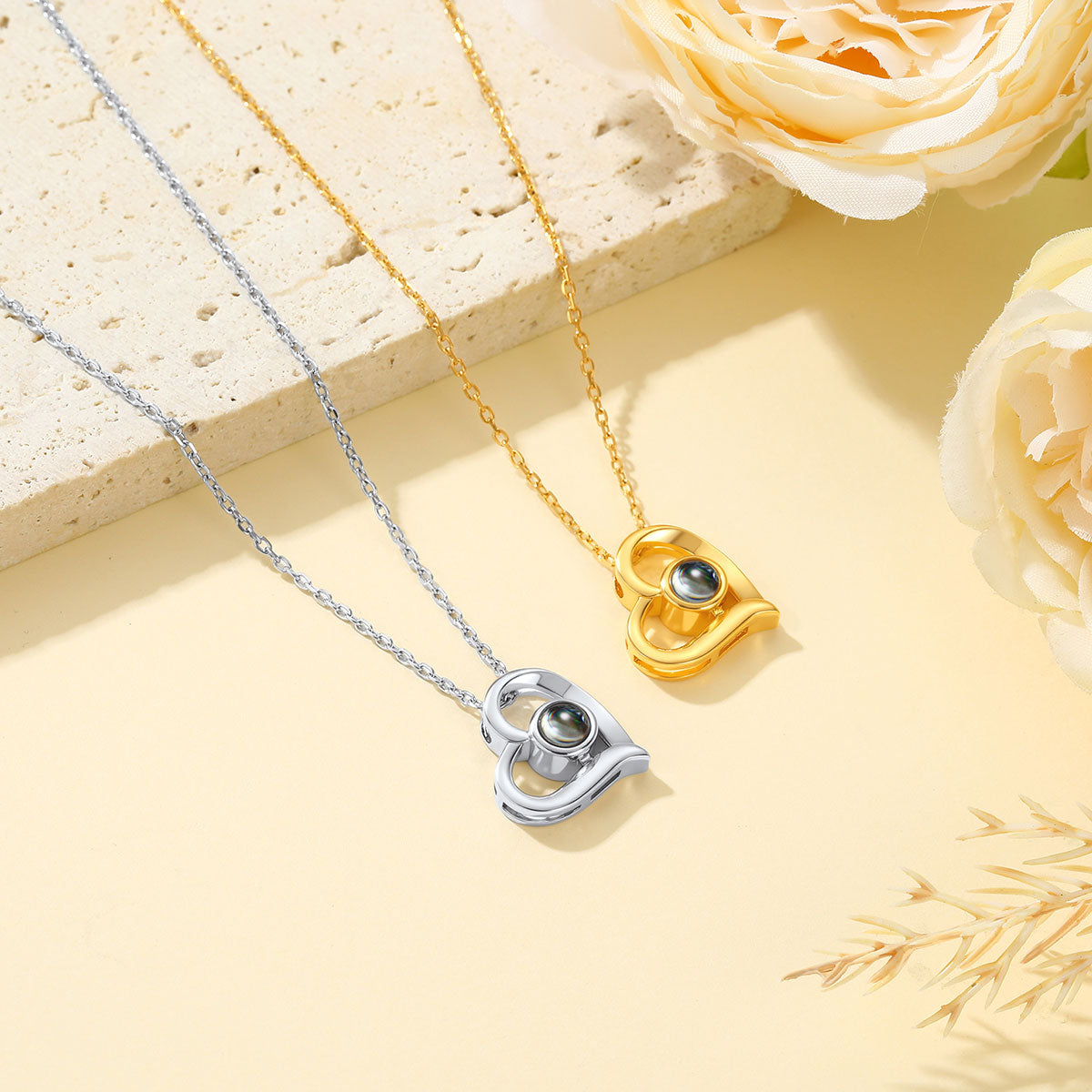 Custom Photo Heart Projection Necklace in different color