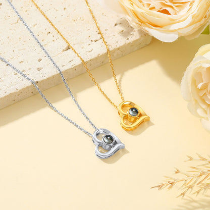 Custom Photo Heart Projection Necklace in different color
