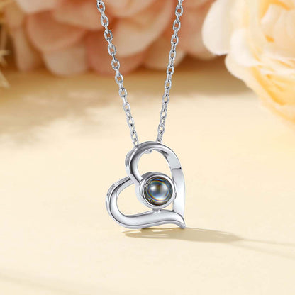 Custom Photo Heart Projection Necklace in stainless steel