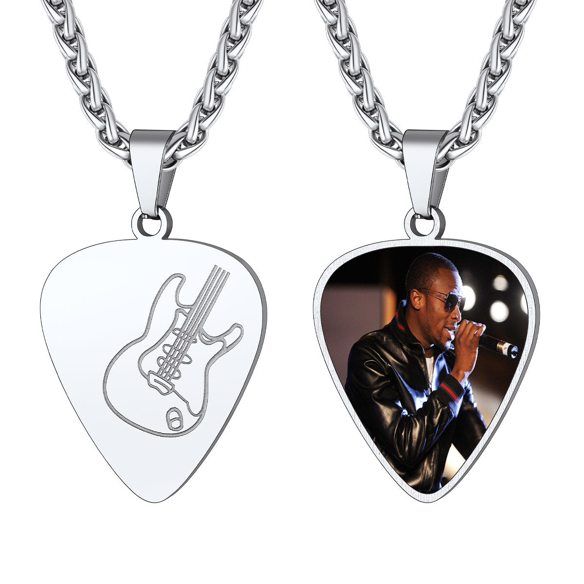 Custom Photo Hip Hop Punk Guitar Pick Necklace