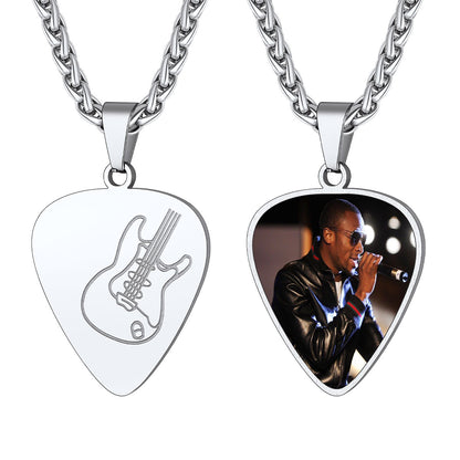Custom Photo Hip Hop Punk Guitar Pick Necklace