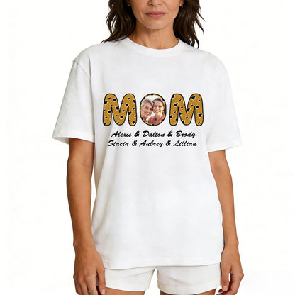 Custom Photo Mom T Shirt with 1-6 Names