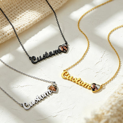 Custom Photo Name Necklace in different color