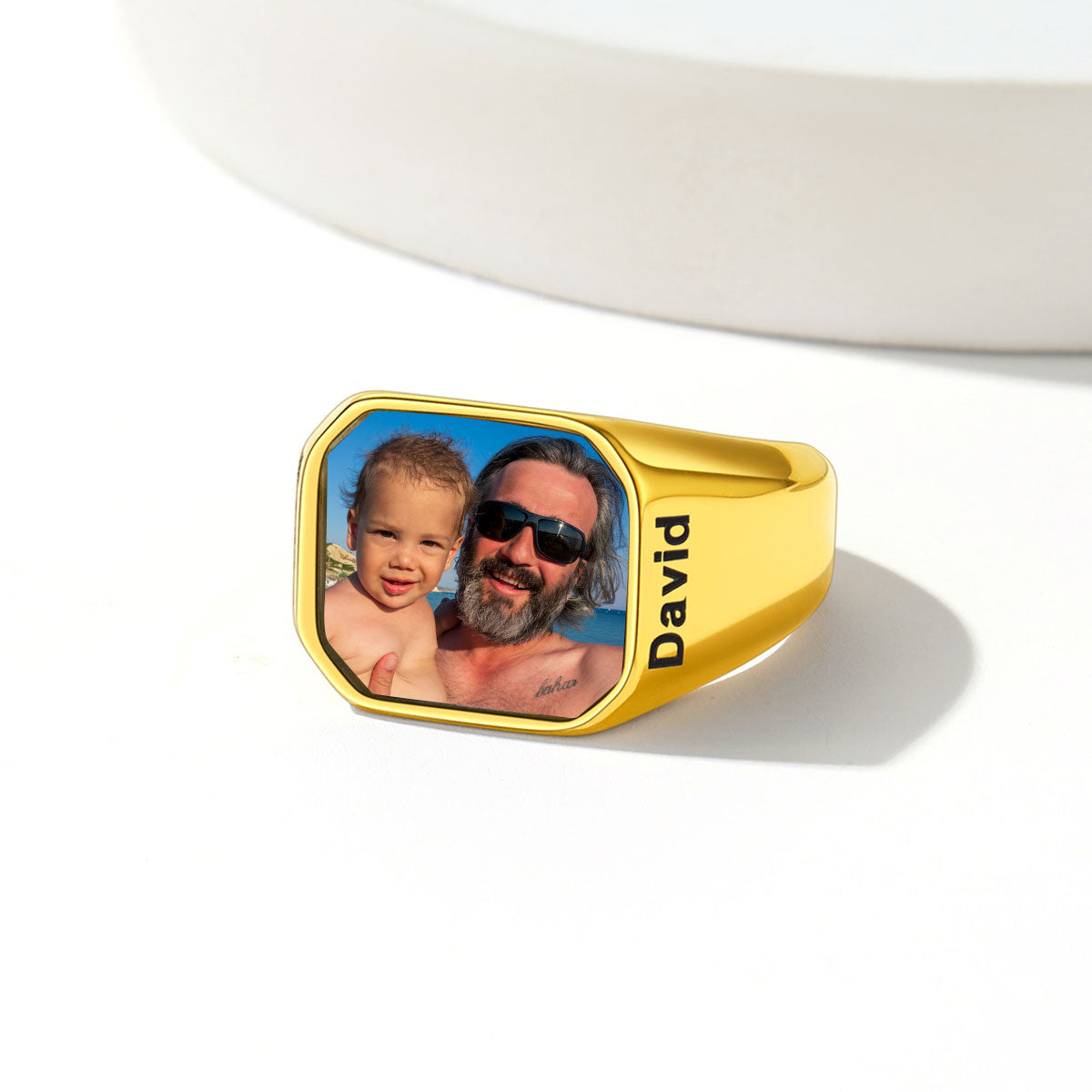 Custom Photo Necklace with engraved name for men