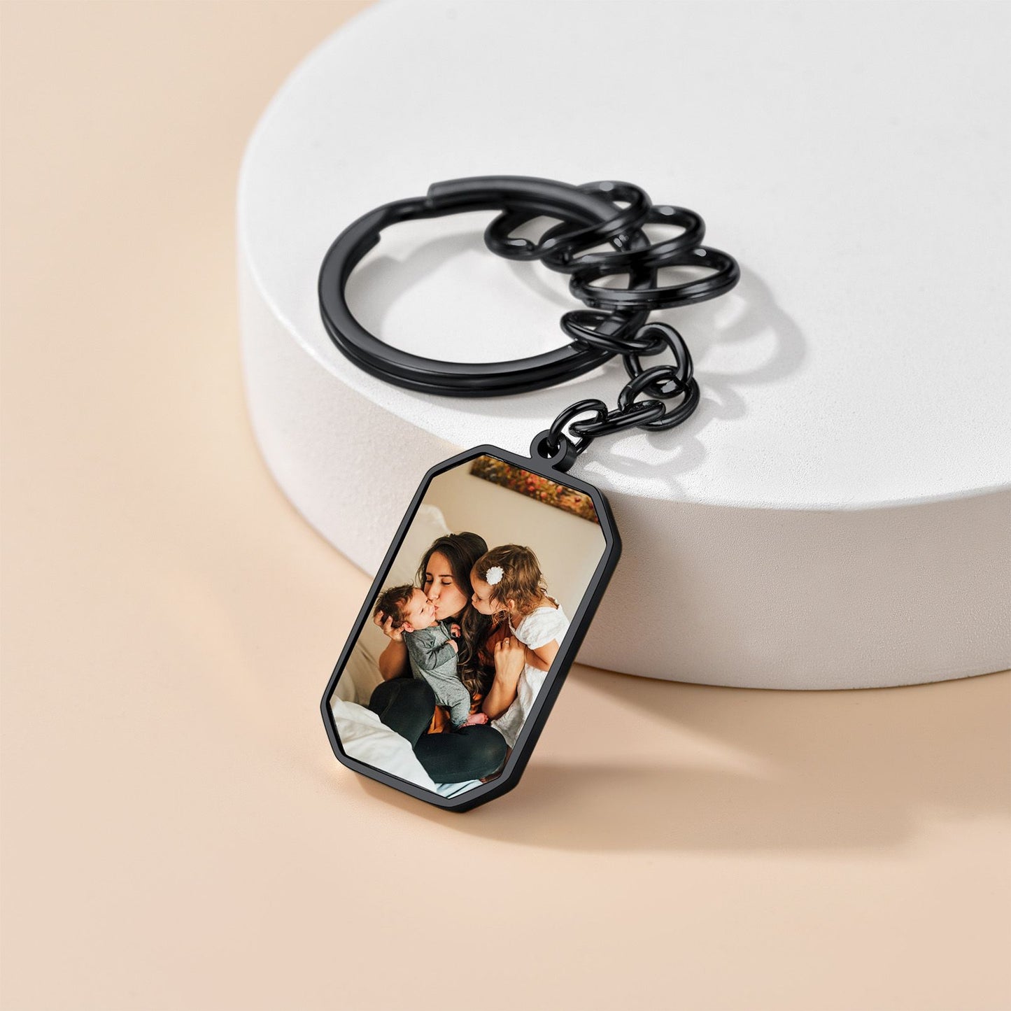 Custom Photo Octagon Music Song Picture Keychain 