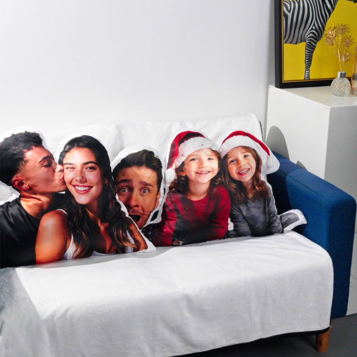Custom Photo Pillow with Picture on sofa