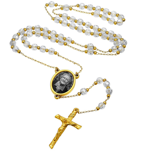 Custom Photo Rosary Beads Cross Necklace