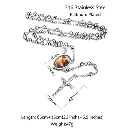 Custom Photo Rosary Beads Necklace Dimension, Durable