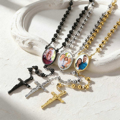 Custom Photo Rosary Beads Necklace in different color