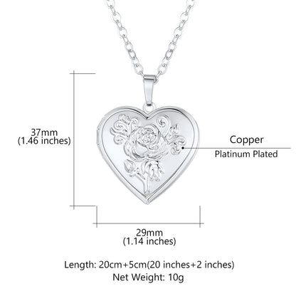 Custom Photo Rose Heart Locket Necklace: Dimension, Durable, Solid