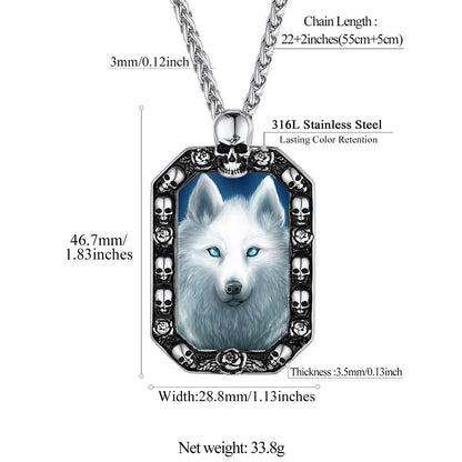 Custom Photo Skull Octagonal Dog Tag Necklace: Dimension, Durable, Solid