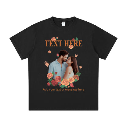Custom Photo & Text Blossom T Shirt for Boyfriend Girlfriend