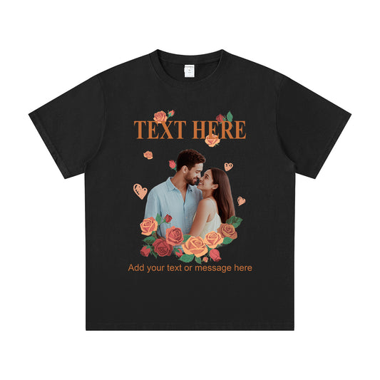 Custom Photo & Text Blossom T Shirt for Boyfriend Girlfriend