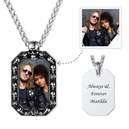 Custom Picture Skull Octagonal Dog Tag Necklace