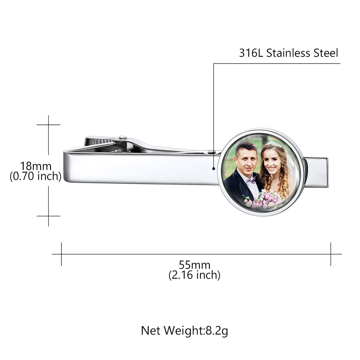 Custom  Picture Tie Clip for Wedding: Dimension, Durable, Solid
