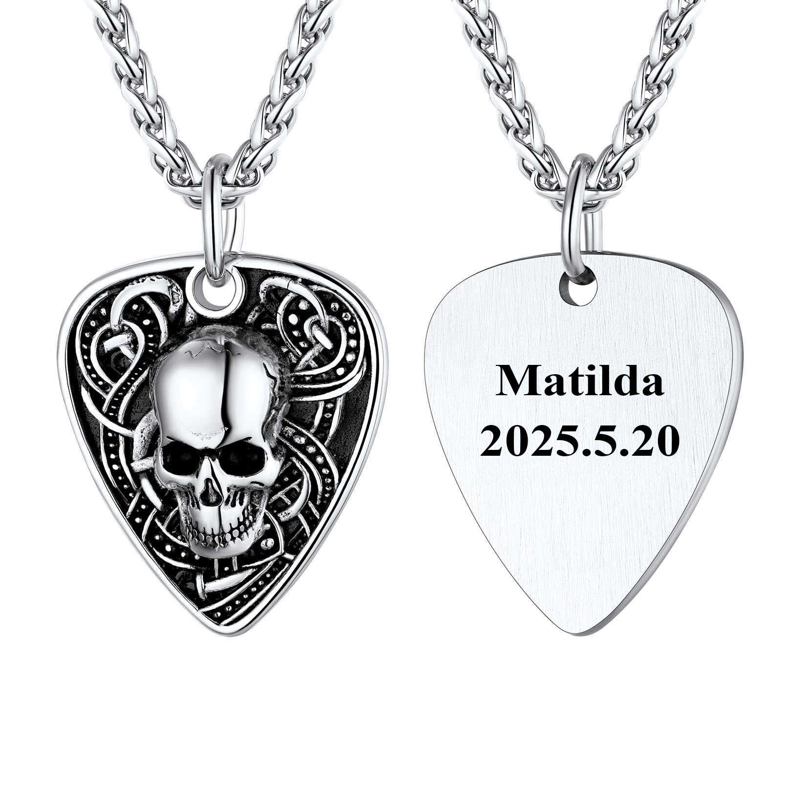 Custom Punk Guitra Pick Skull Necklace