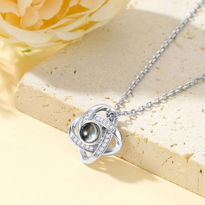 Custom Quadruple Love Knot Photo Projection Necklace for Women
