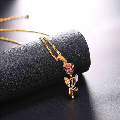 Custom Rose Pendant Necklace
