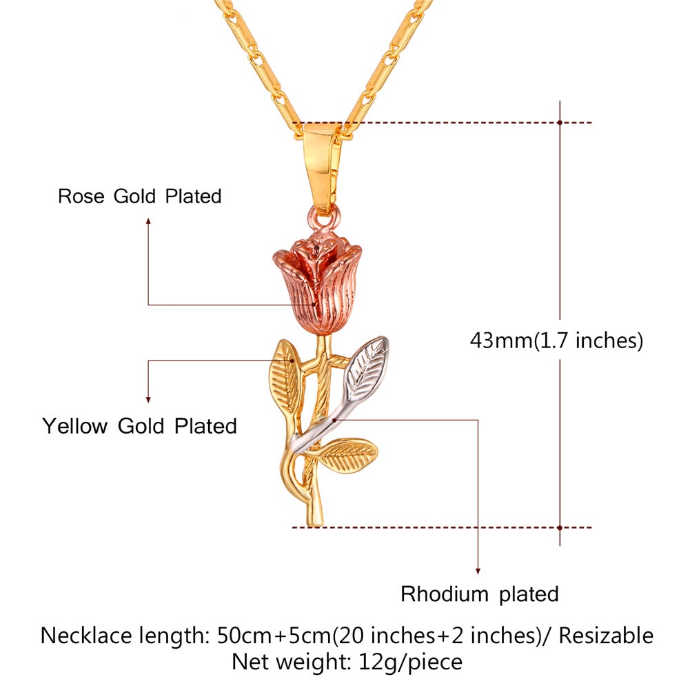 Custom Rose Pendant Necklace: Dimension