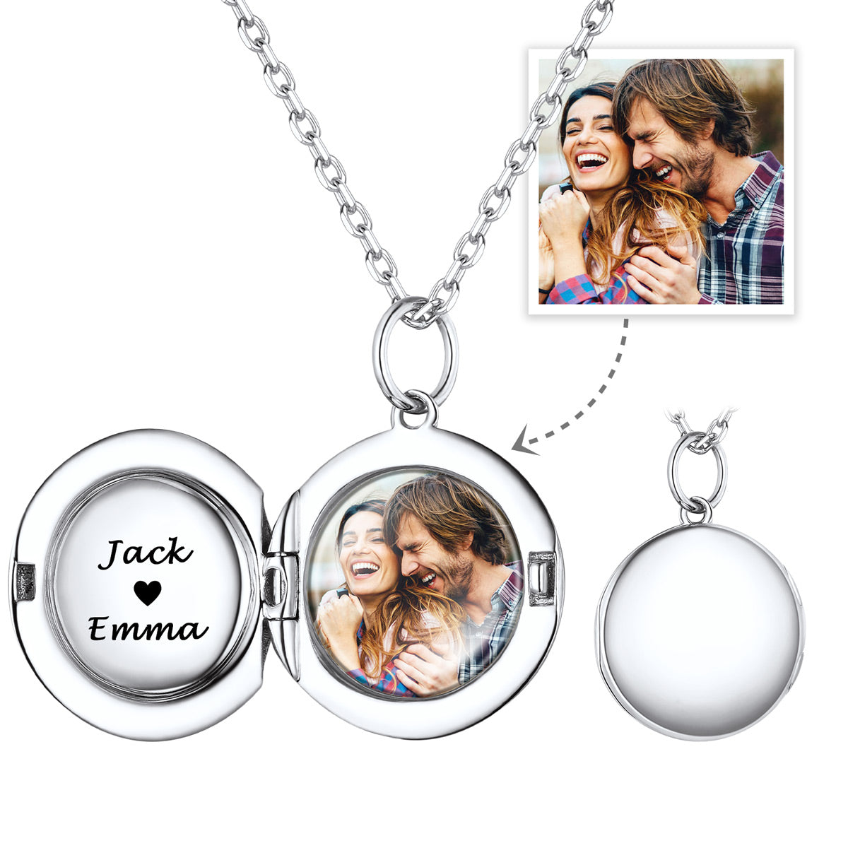 Custom Round Locket Necklace with Pictures for Women